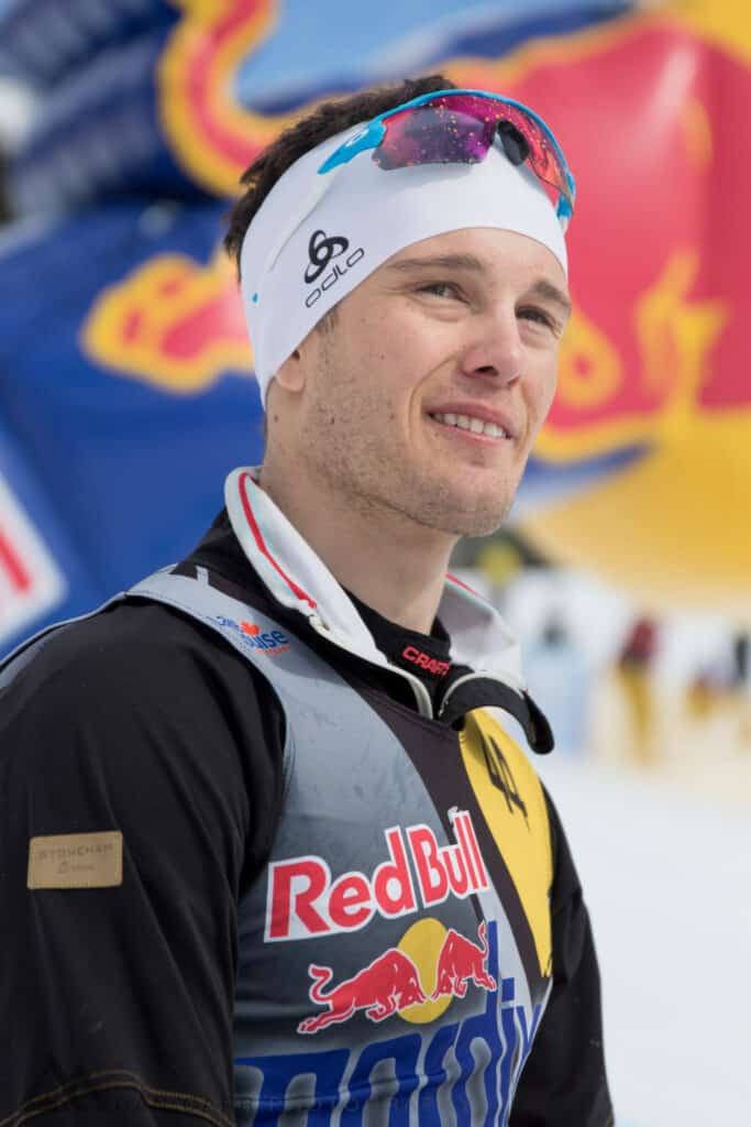 Yannick Lapierre poses for a portrait after winning Red Bull NordiX in Lake Louise, Canada on March 13, 2016.