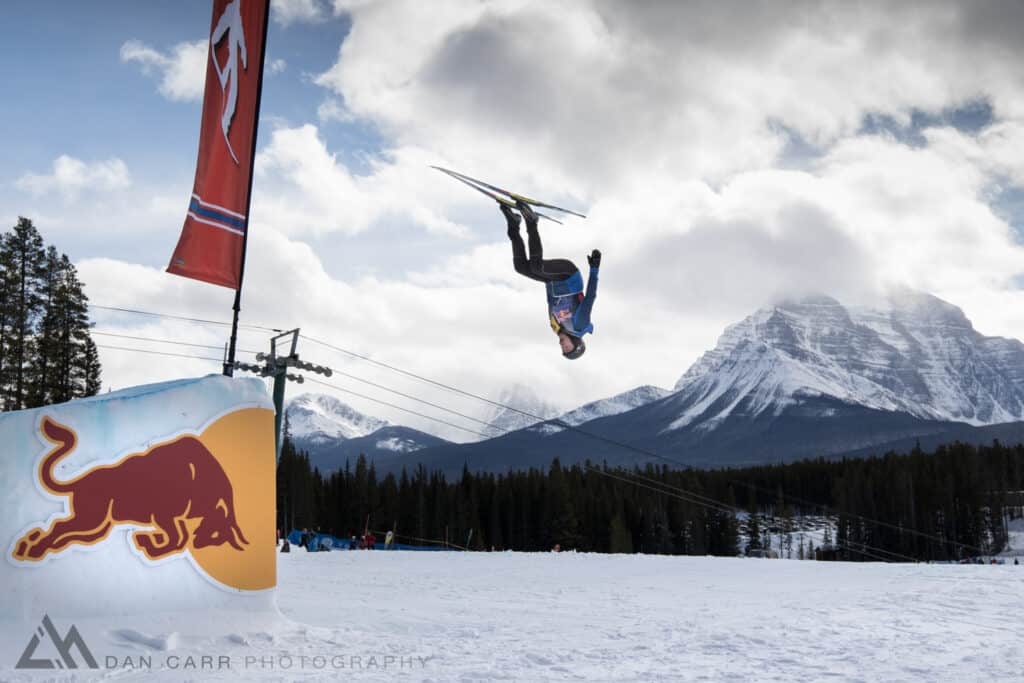 Kentaro Wakatsuki front flips a jump to win the Best Trick contest at Red Bull NordiX in Lake Louise, Canada on March 13, 2016.