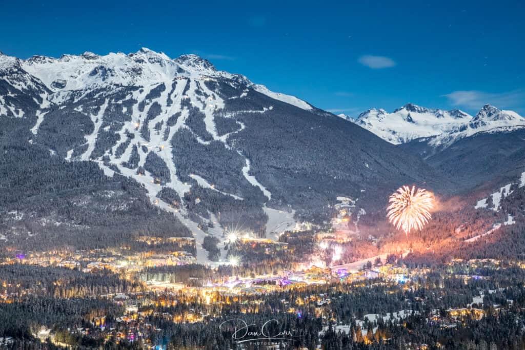 whistler ski resort at night